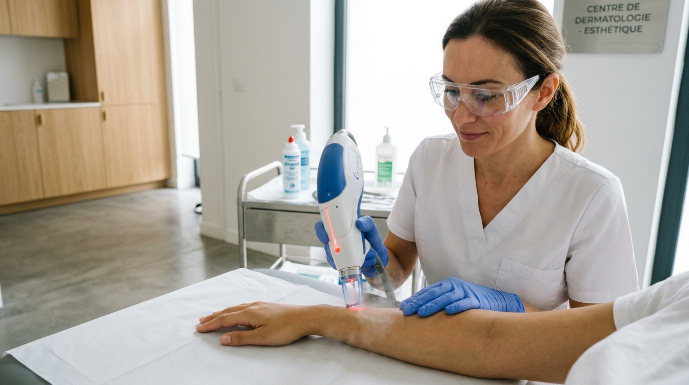 Séance d'épilation laser médicale en cabinet certifié pour cuisses